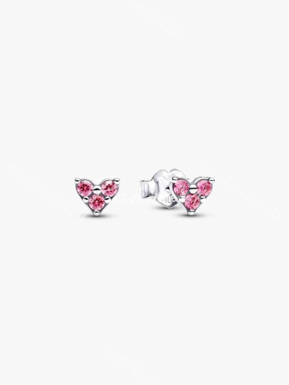 Pandora Triple Stone Pink Heart Stud Earrings